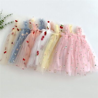 Embroidery A Line Summer Dress Floral Pattern Cotton Sleeveless Dresses For Girl $30.59