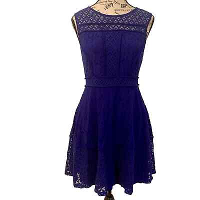 Xhilaration Women#x27;s Fit amp; Flare Eyelet Lace Dress Size M Color Navy $11.90