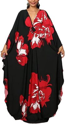 Bsubseach Women Ethnic Print Kaftan Beach Dress Plus Size Swimsuit Cover Up $67.73