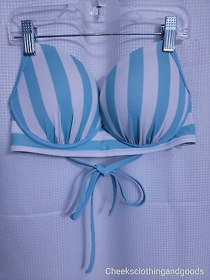 Shade and Shore 34D Striped Padded Underwire Bikini Top Swim $11.33