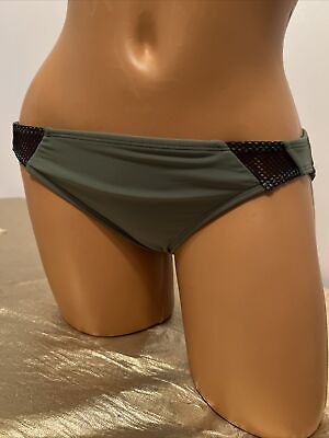 #ad NWT Xhilaration Bikini Bottom Mesh Detail Hipster Style Green Size Small $5.99
