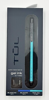#ad TUL fine solid Gel Pen 2 Refills Blue amp; Black Med Point 0.7mm Teal Ink $17.89