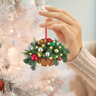 Pre lit Artificial Christmas Hanging Basket Pendant Christmas Wood Ornaments $1.28