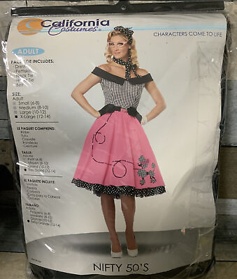 #ad ⚡️Nifty 50#x27;s Grease Poodle Dress Skirt Adult Halloween Costume XL 12 14 $46.99