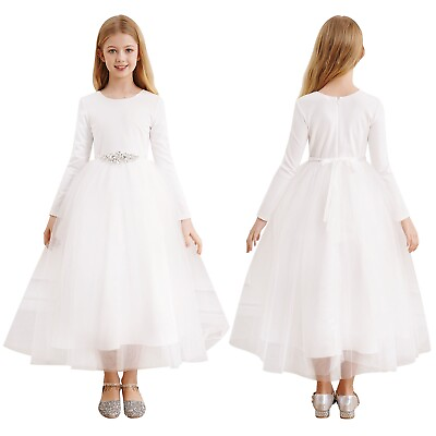 #ad Kids Girls Sundress Beautiful Ball Gowns Long Sleeve Dress Princess Dance Wear $23.83