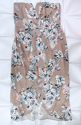 City Chic Sz 18 Long Floral Print Faux Wrap Maxi Dress Strapless Tropical $52.90