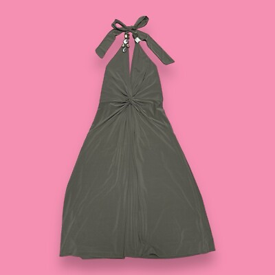 #ad Bcbg Maxazria Boho Halter Jewel Neck Waist Knot Midi Party Cocktail Dress Size S $24.00