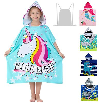 #ad Athaelay Soft Swim Cover ups for 3 to 10 Years Old Kids Girls Hooded Bath Beach $25.49