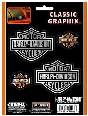 #ad Harley Davidson Medium Silver amp; Small Orange Bar amp; Shield 4 Decal Set CG99066 $9.71