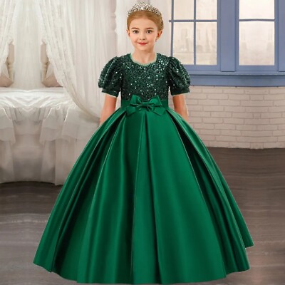 #ad Sequin Girls Dresses Princess Kids Bridesmaid Wedding Birthday Party Prom Gown $27.99