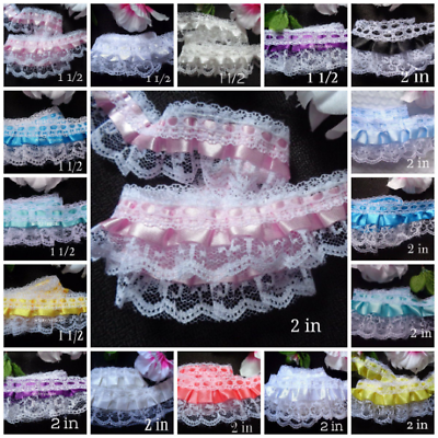 1 1 2 inch wide or 2 inch wide Ruffled Lace Trim price for 1 yard $1.79