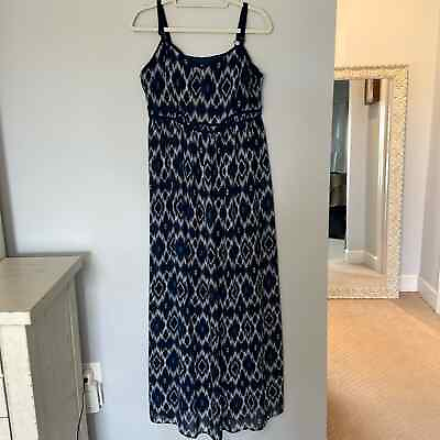 #ad Torrid Womens Chiffon Maxi Dress Plus Size 2X Blue Ikat Boho Adjustable Straps $38.00