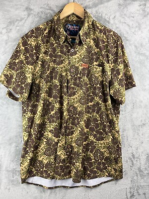 #ad DIXXON Aloha Series Mens Camo Hawaiian Party Shirt Short Sleeve Large $32.99