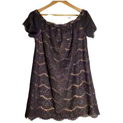 #ad Love Fire Dress Size Large Lace Floral Black Off Shoulder Lined Boho Party $24.00