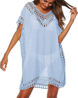 SIAEAMRG Swimsuit Cover Ups for Women V Neck Hollow Out Swim Coverup Crochet Ch $73.48