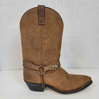 Masterson Womens Boots Size 7.5 Brown Leather Chain Strap Western Cowboy Booties $50.00