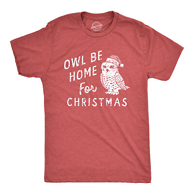 #ad Mens Owl Be Home For Christmas T Shirt Funny Xmas Party Song Bird Tee For Guys $13.10