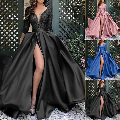 #ad #ad Women Dress Evening Party Ruched Dress 3 4 Sleeve Big Party Elegant Skinny Dress $53.90