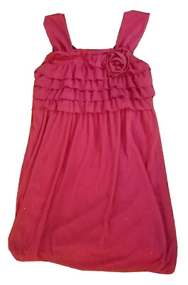 #ad Girls Dress Special Occasion Pink Party Sparkle Sleeveless Ruffle 10 $11.99
