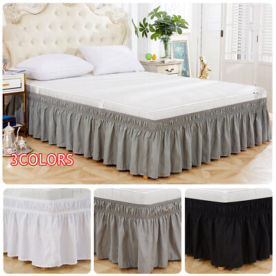 #ad Elastic Bed Ruffles Dust Ruffle Bed Skirt Bed Spread Bed Cover Fade Resistant C $26.59