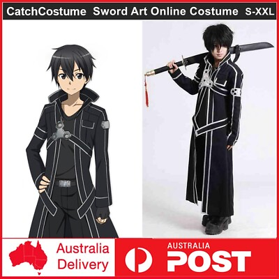 #ad Anime Sword Art Online SAO Kazuto Kirigaya Kirito Cosplay Costume Party Dress Up AU $78.99