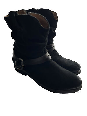 Corso Como Seaton Womens Boots Black Suede Slouchy Harness Size 6.5M $24.00