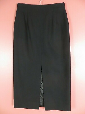 #ad SK18333 JONES NEW YORK Women 100% Wool Thin Flannel Long Pencil Skirt Black 8 $18.88