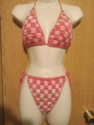 #ad Hand Crochet Bikini Set Size Medium $16.00