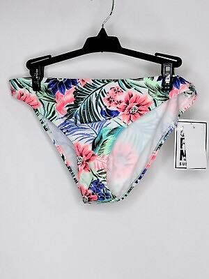 #ad NWT California Swim Bottom Floral Elastic Waist One Piece Bikini Style High Rise $12.39