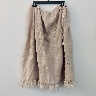 #ad free people magnolia pearl Vintage Embroidered Silk Skirt OS Palest Rose $450.00