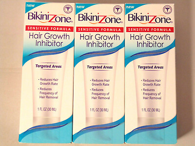 #ad 3 Bikini Zone Hair Growth Inhibitor Sensitive Formula 1 fl oz Lot Targeted Areas $5.99