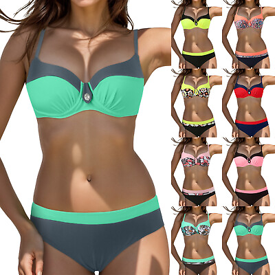 #ad Women High Waisted Bikini Sexy Push Up Two Piece Swimsuits for Teens with Shorts $13.61