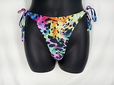 Zaful Thong Bikini Swimsuit Cheeky Bottom Rainbow Leopard Size M $14.98