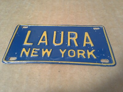 #ad New York Blue Novelty Laura Mini Metal License Plate. VGC $20.00