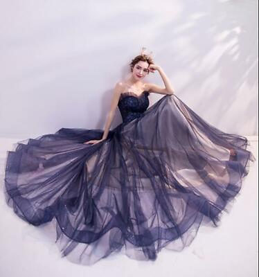 Trendy Off Shoulder Floral Paillette Tulle Evening Dresses Banquet Gown Prom $115.18