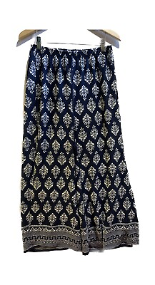 #ad J. Valdi Navy Blue White Beach Cover up pants long side slit ladies size Small C $28.00