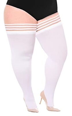 #ad LOUSGUTA Plus Size Thigh High Stockings Womens Silicone Top Stay Up Lingerie ... $9.10