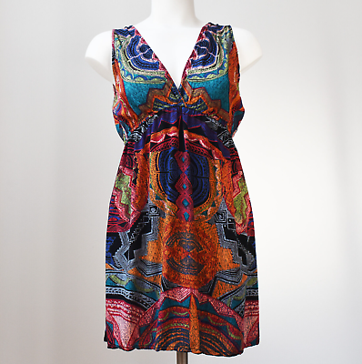 #ad Colorful mini dress cute indie summer dress size S basic short boho sundress $33.00