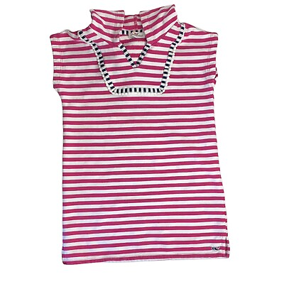 VINEYARD VINES Girls S 7 8 Pink amp; White Striped Short Sleeve Terry Beach Coverup $25.00