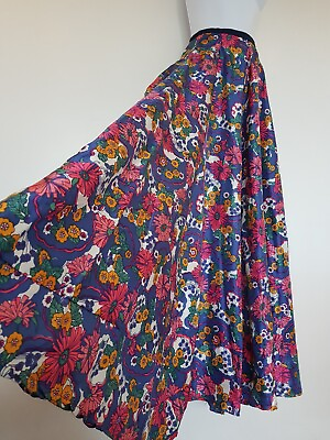 Vintage Skirt Size 4 Navy Pink Yellow Green White Floral Long Maxi Tall Boho GBP 29.99
