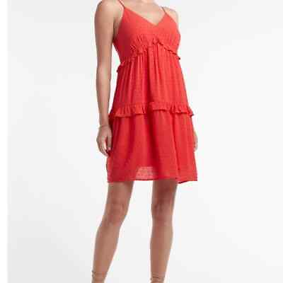 #ad NWT Express red clip dot tiered trapeze dress sundress XS $30.00