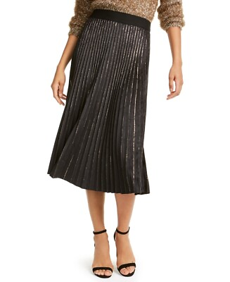 Lucy Paris Women#x27;s Pleated Velvet Skirt Black Size Large $18.68