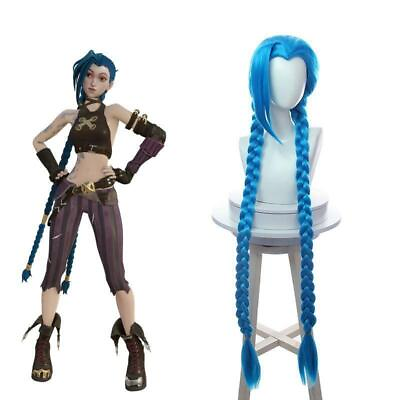 #ad Cosplay LOL Arcane Jinx Wigs Women 130cm Long Blue Braided Synthetic Party Hair $53.36