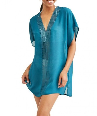#ad Women#x27;s Lace Inset Caftan Swim Cover Up Dress Corsair M L XL 1X 2X 3X $11.99