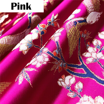Crane Embroidered Brocade Fabric DIY Kimono Qipao Dress Custume Upholstery Sew $30.29