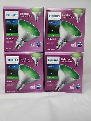 4 Pack Philips Green Party LED Indoor Outdoor PAR38 Flood 13.5W E26 Standard $37.99
