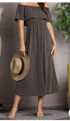 #ad Summer 2024 Women’s Ethnic Print Off Shoulder Neckline Midi Dress. Boho Dress C $49.00