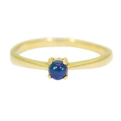 #ad Pretty Black Opal Solitaire 18ct Yellow Gold ring size S 9 1 4 GBP 296.25