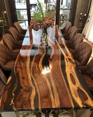 #ad Large Indoor Resin Dining Table Epoxy Coffee Table Living Room Table Live Edge $1549.00
