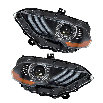 #ad For 2018 20 Ford Mustang LED Black Projector Headlights Assembly DRL RightLeft $268.60